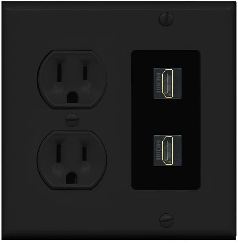 RiteAV HDMI Wall Plate 2 Port - Round Outlet [Black/Black]