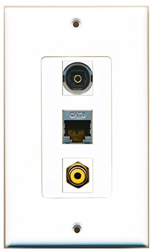 RiteAV 1 Port RCA Yellow 1 Port Shielded Cat6 Ethernet 1 Port Toslink Wall Plate OVERSIZED