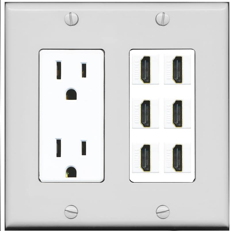 RiteAV HDMI Wall Plate 6 Port - Outlet [Gray/White]