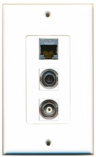 RiteAV 1 Port Shielded Cat6 Ethernet 1 Port 3.5mm 1 Port BNC Wall Plate OVERSIZED