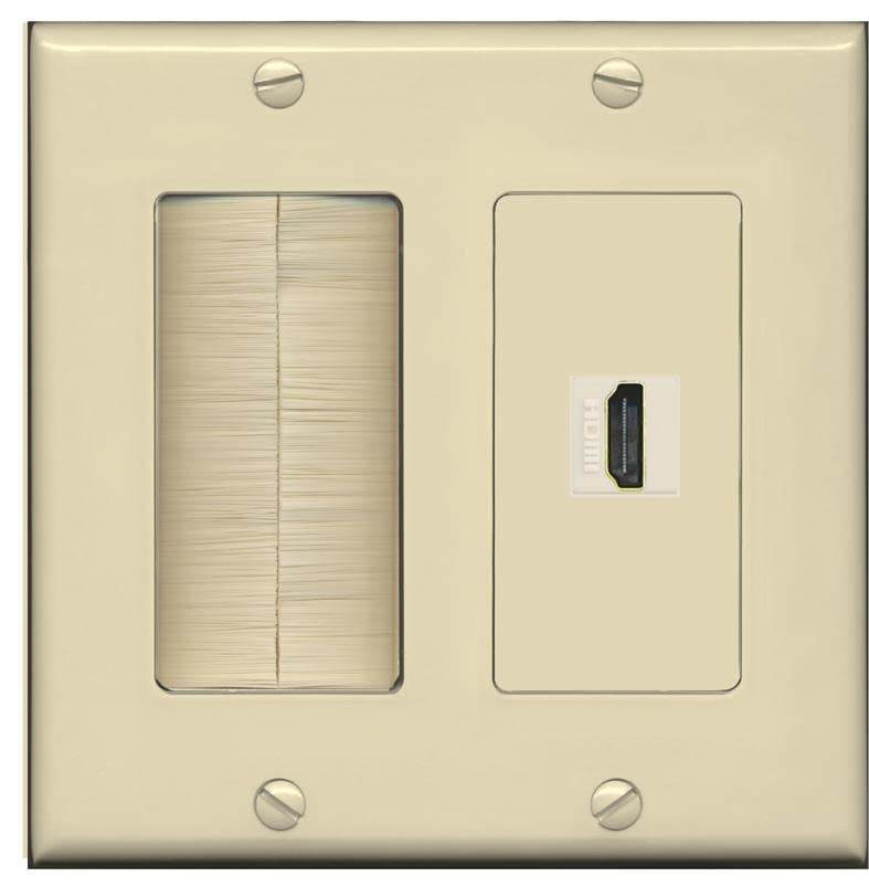 RiteAV HDMI Wall Plate 1 Port - Brush [Ivory/Ivory]