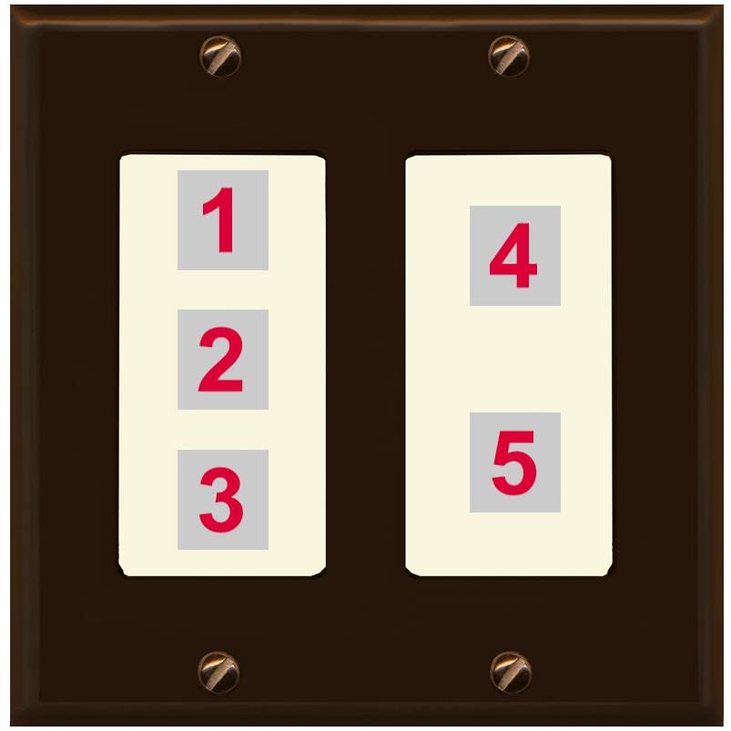 RiteAV Custom Wall Plate 5 Port - 2 Gang [Brown/Light-Almond]