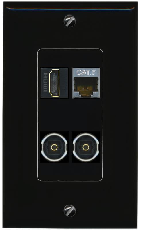 RiteAV CAT7 HDMI 2 TOSLINK Wall Plate Decorative [Black]