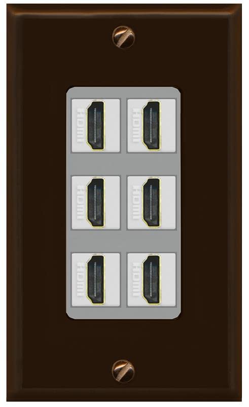 RiteAV HDMI Wall Plate 6 Port - 1 Gang [Brown/Gray]