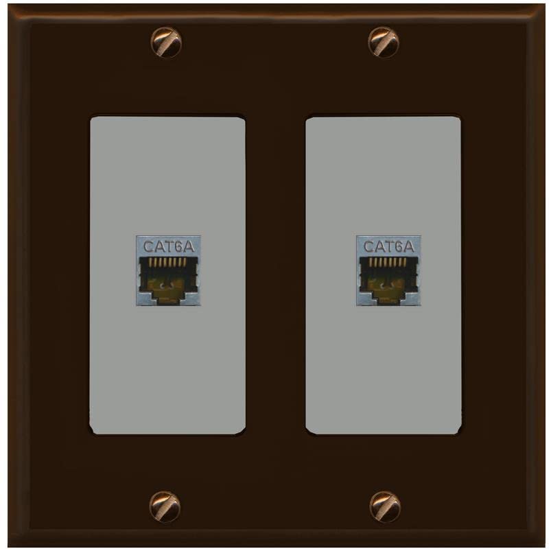 RiteAV 2 Port Cat6A Wall Plate - 2 Gang [Brown/Gray]