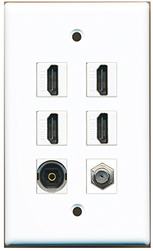 RiteAV - 4 HDMI 1 Port Coax Cable TV- F-Type 1 Port Toslink Wall Plate