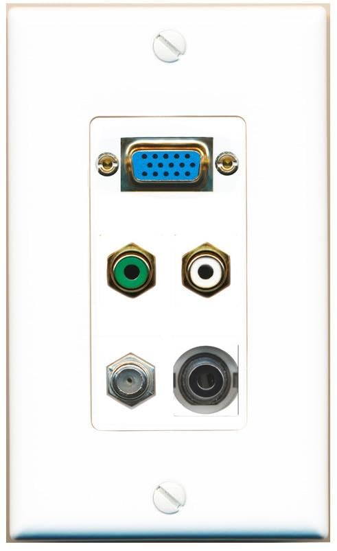 RiteAV SVGA + 3.5mm COAX RCA-GREEN RCA-WHITE Wall Plate [White]