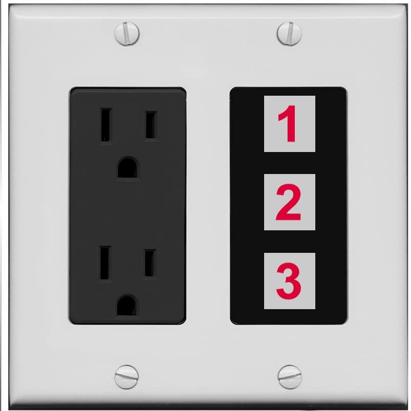 RiteAV Custom Wall Plate 3 Port - Outlet [Gray/Black]