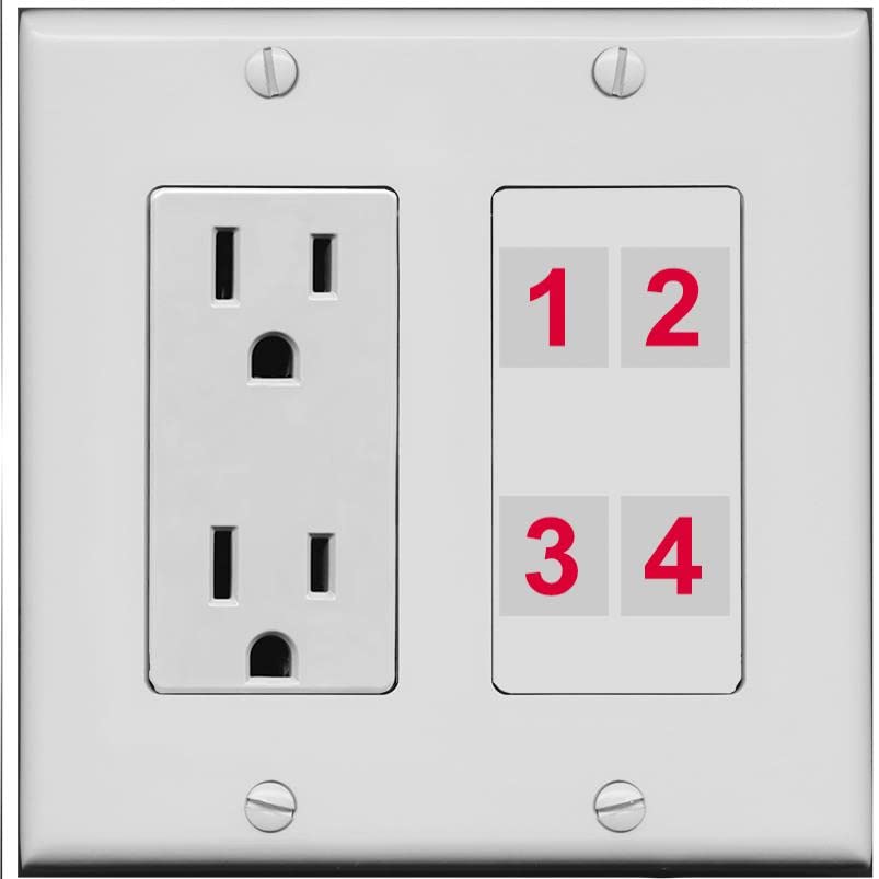 RiteAV Custom 4 Port Custom Wall Plate - Outlet [Gray/Gray]