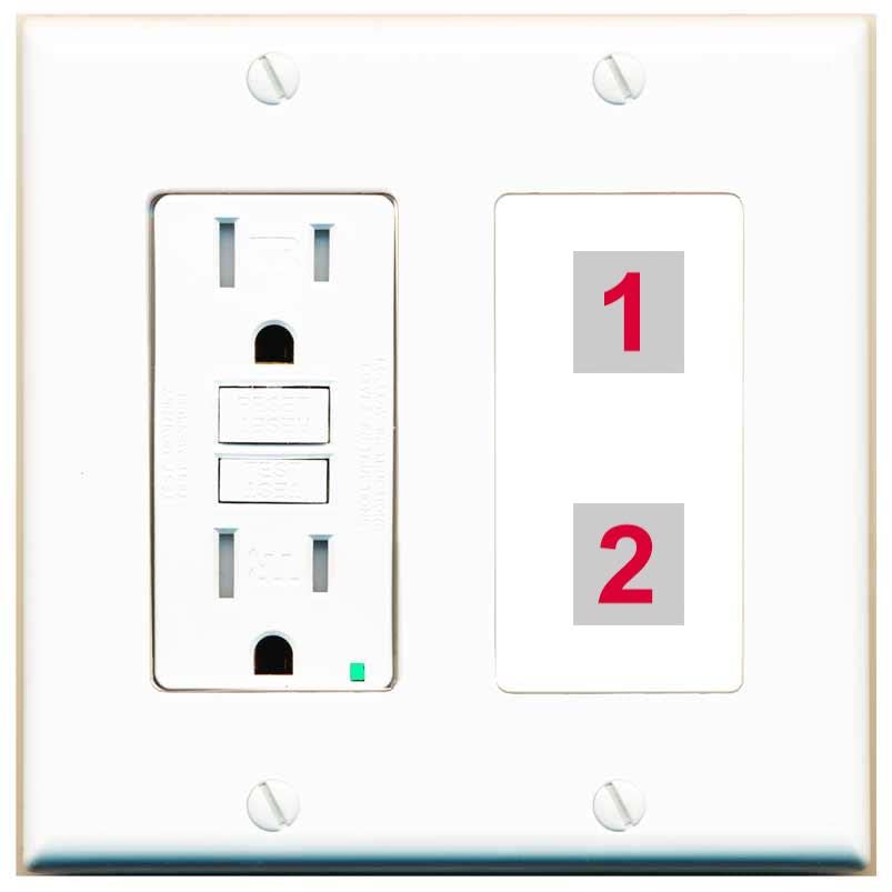 RiteAV Custom Wall Plate 2 Port - GFCI [White/White]