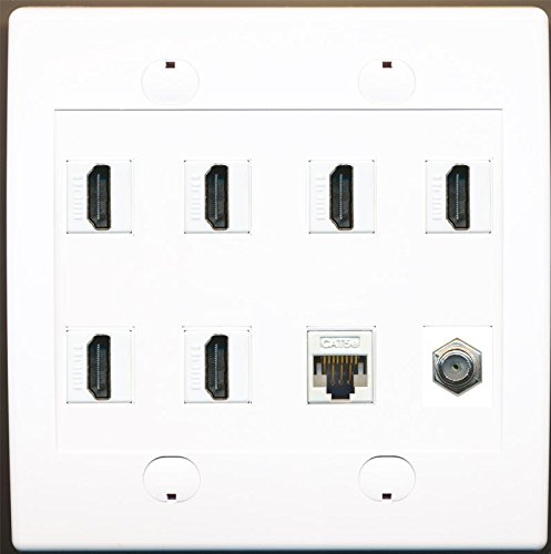 RiteAV 6 Hdmi 1 Cat5e 1 Coax Wall Plate White