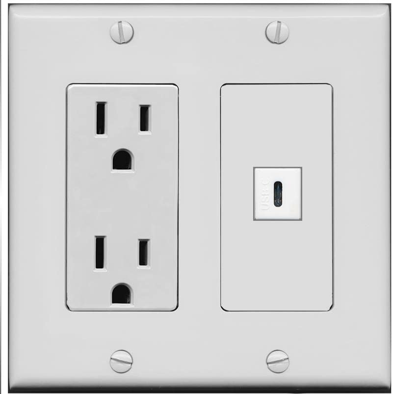 RiteAV USBC Wall Plate - Outlet [Gray/Gray]