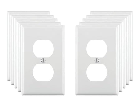 RiteAV 10 Pack Receptacle Outlet Covers Duplex Wall Plate Kit Standard Size 1 Gang 4.5" x 2.75" Unbreakable Polycarbonate Thermoplastic