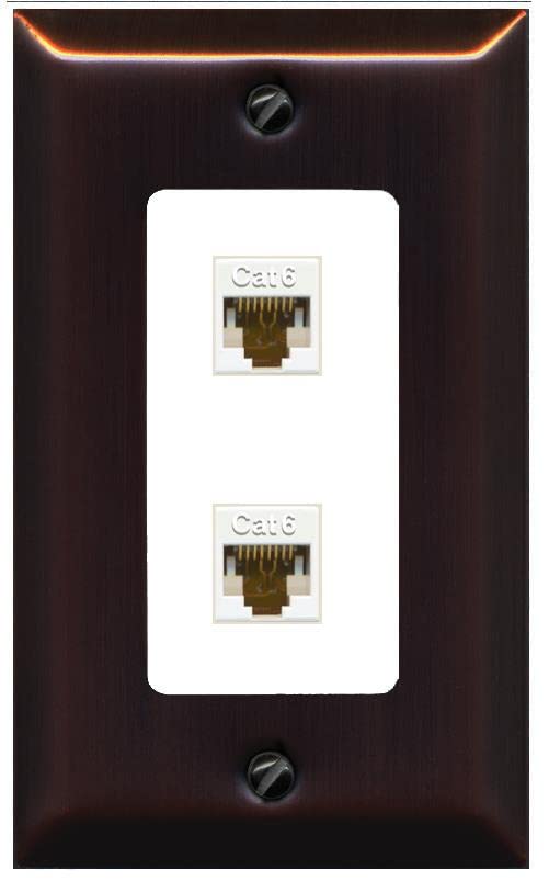 RiteAV 2 Port Cat6 Ethernet Wall Plate - 1 Gang [Bronze/White]