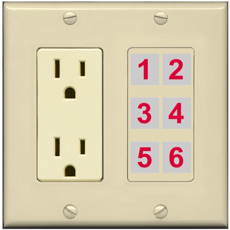 RiteAV 6 Port Custom Wall Plate - Outlet [Ivory/Ivory]
