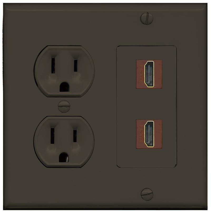 RiteAV HDMI Wall Plate 2 Port - Round Outlet [Brown/Brown]