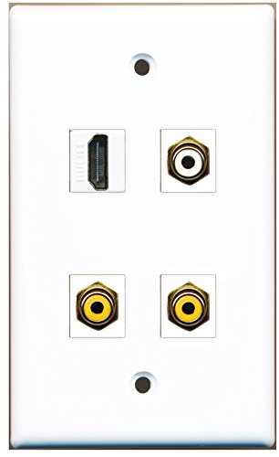 RiteAV - 1 Port HDMI 1 Port RCA White 2 Port RCA Yellow Wall Plate