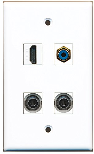 RiteAV - 1 Port HDMI 1 Port RCA Blue 2 Port 3.5mm Wall Plate