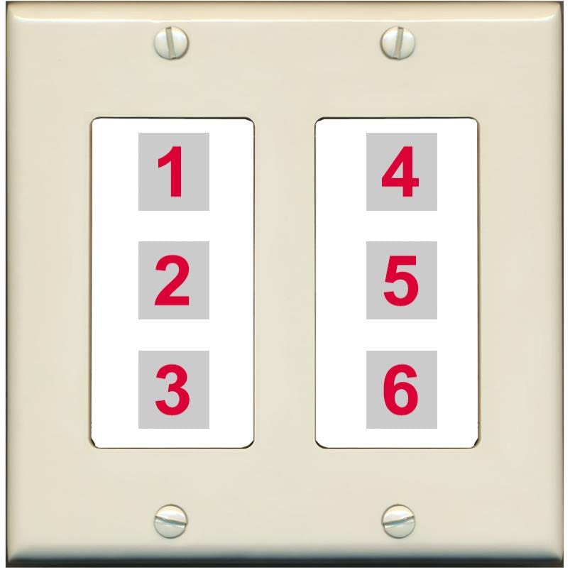 RiteAV 6 Port Custom Wall Plate - 2 Gang [Light-Almond/White]