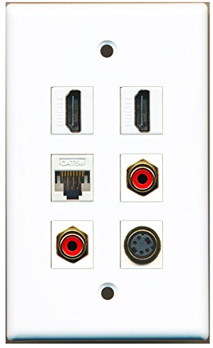 RiteAV - 2 HDMI 2 Port RCA Red 1 Port S-Video 1 Port Cat5e Ethernet White Wall Plate