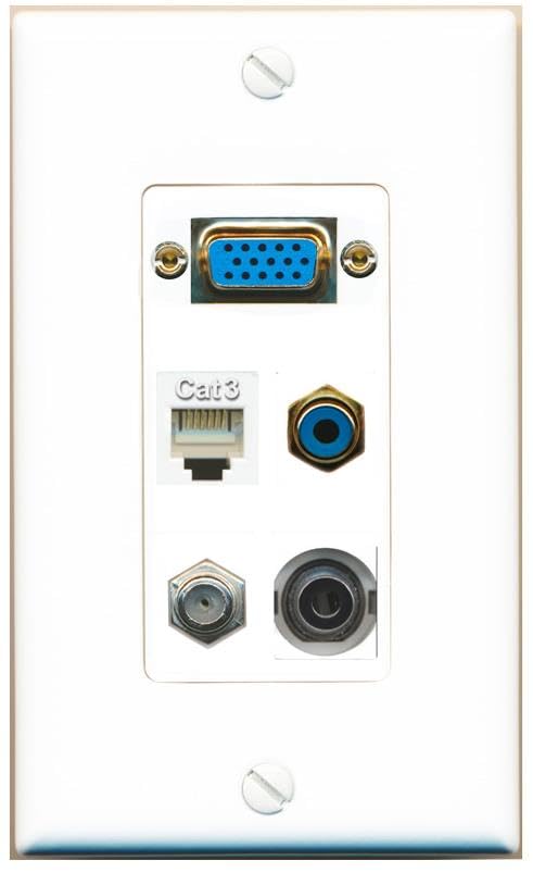 RiteAV SVGA + 3.5mm COAX PHONE RCA-BLUE Wall Plate [White]