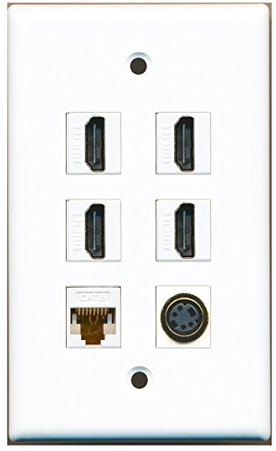 RiteAV - 4 HDMI 1 Port S-Video 1 Port Cat6 Ethernet White Wall Plate