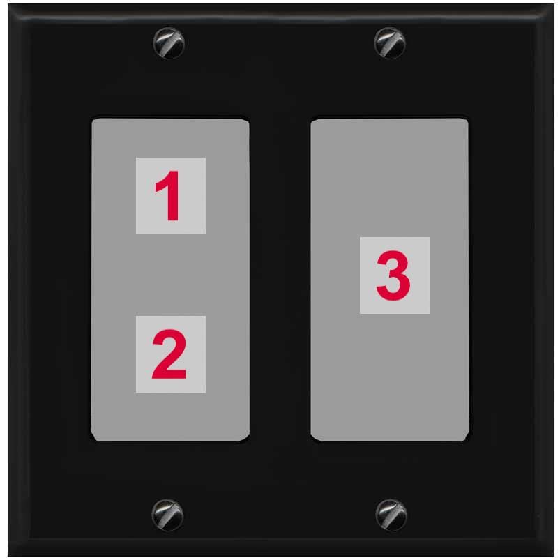 RiteAV Custom Wall Plate 3 Port - 2 Gang [Black/Gray]