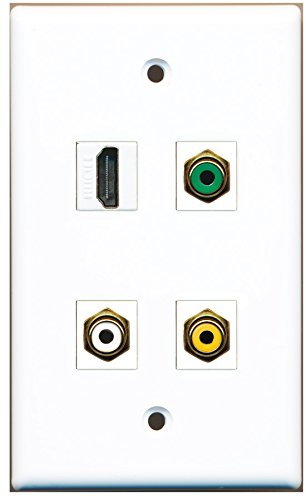 RiteAV - 1 Port HDMI 1 Port RCA White 1 Port RCA Yellow 1 Port RCA Green Wall Plate
