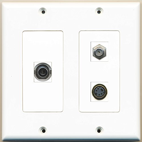 RiteAV - 1 Port Coax Cable TV- F-Type 1 Port S-Video 1 Port 3.5mm - 2 Gang Wall Plate