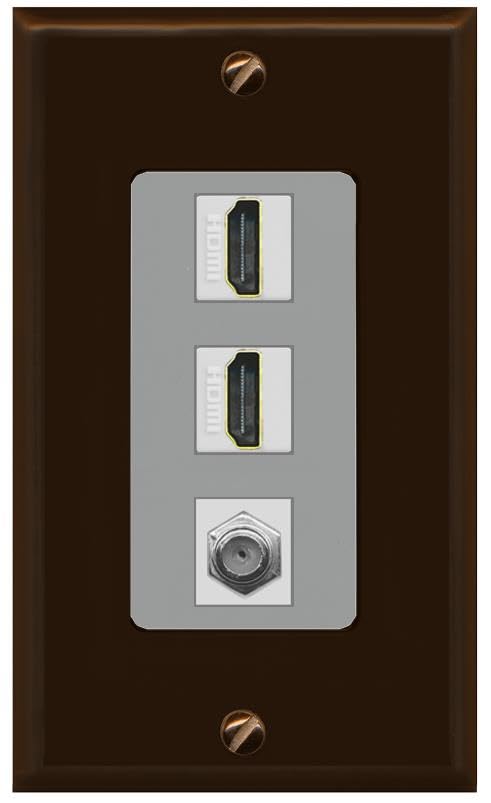 Coax 2 HDMI Wall Plate-1 Gang Brown/Gray