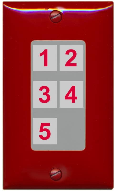 RiteAV Custom Wall Plate 5 Port - 1 Gang [Red/Gray]