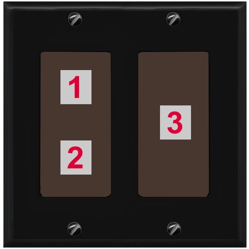 RiteAV Custom Wall Plate 3 Port - 2 Gang [Black/Brown]