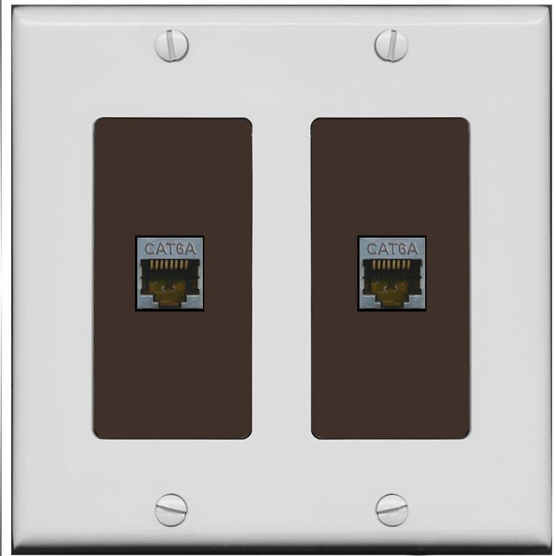 RiteAV 2 Port Cat6A Wall Plate - 2 Gang [Gray/Brown]