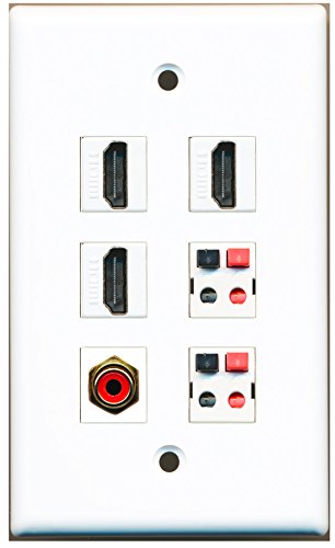 RiteAV - 3 HDMI 1 Port RCA Red 2 Port Speaker Wall Plate