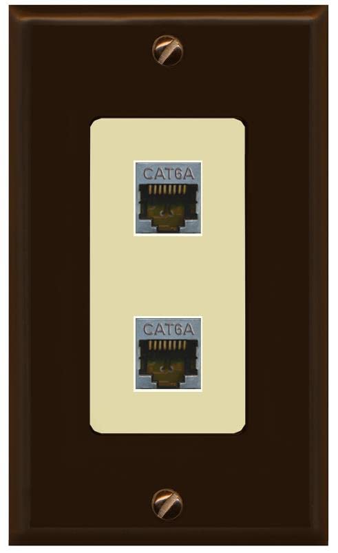 RiteAV 2 Port Cat6A Wall Plate - 1 Gang [Brown/Ivory]