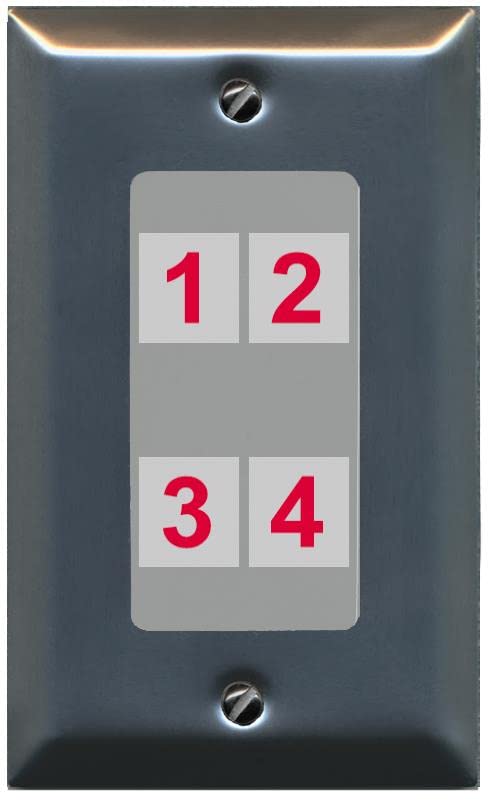 RiteAV Custom 4 Port Custom Wall Plate - 1 Gang [Stainless/Gray]