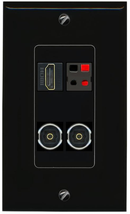 RiteAV HDMI SPEAKER 2 TOSLINK Wall Plate Decorative [Black]