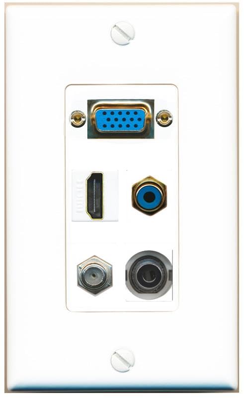 RiteAV SVGA + 3.5mm COAX HDMI RCA-BLUE Wall Plate [White]