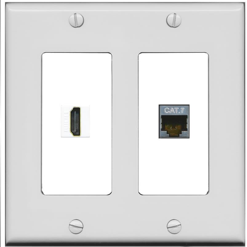 RiteAV HDMI and Cat7 Wall Plate - 2 Gang [Gray/White]