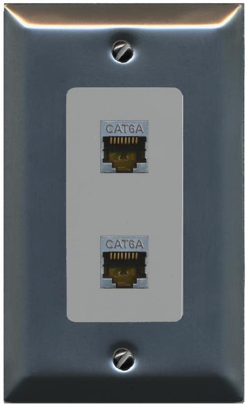 RiteAV 2 Port Cat6A Wall Plate - 1 Gang [Stainless/Gray]