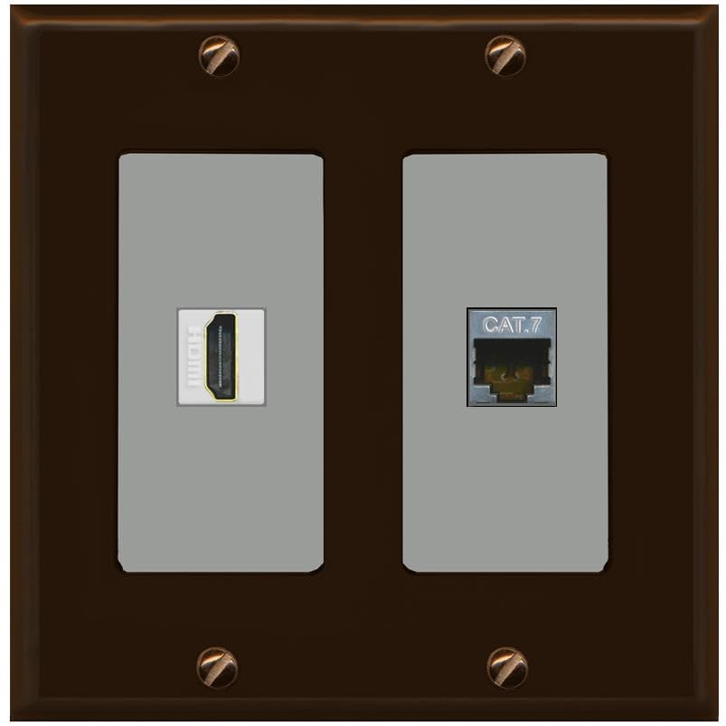 RiteAV HDMI and Cat7 Wall Plate - 2 Gang [Brown/Gray]