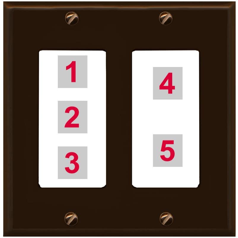 RiteAV Custom Wall Plate 5 Port - 2 Gang [Brown/White]