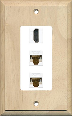 RiteAV - 1 Port HDMI 2 Port Cat6 Ethernet Decorative Wall Plate - Wood/White