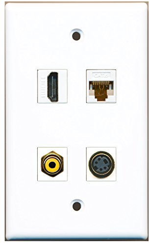 RiteAV - 1 Port HDMI 1 Port RCA Yellow 1 Port S-Video 1 Port Cat6 Ethernet White Wall Plate