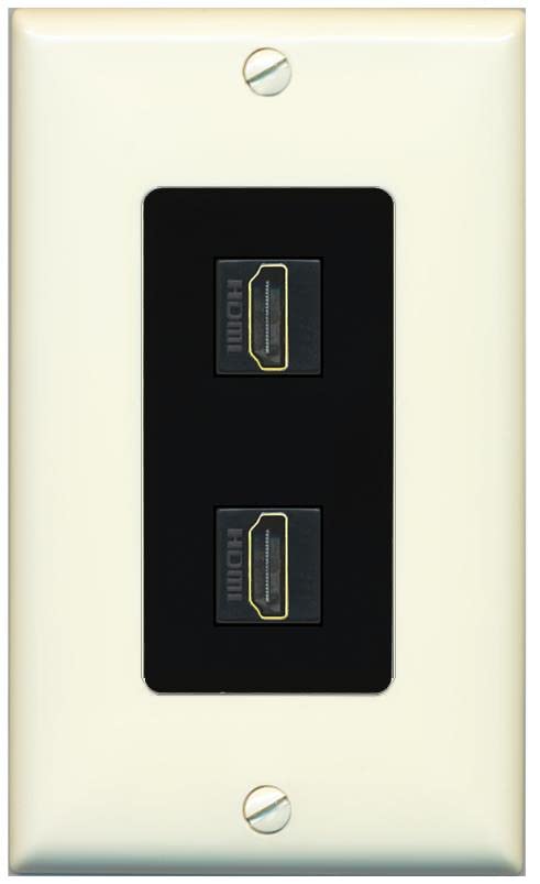 RiteAV HDMI Wall Plate 2 Port - 1 Gang [Light-Almond/Black]