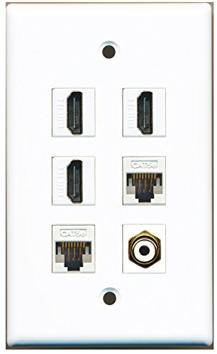 RiteAV - 3 HDMI 1 Port RCA White 2 Port Cat5e Ethernet White Wall Plate