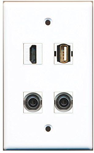 RiteAV - 1 Port HDMI 1 Port USB A-A 2 Port 3.5mm Wall Plate