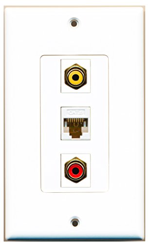 RiteAV 1 Port RCA Red 1 Port RCA Yellow 1 Port Cat6 Ethernet White Wall Plate OVERSIZED