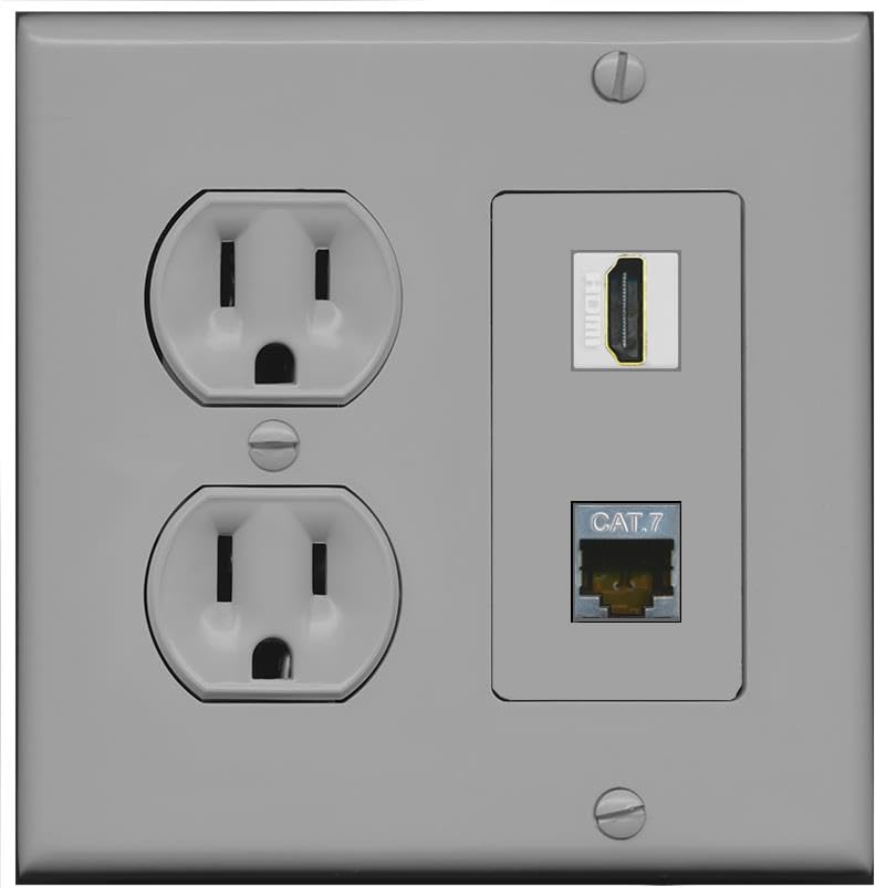 RiteAV HDMI and Cat7 Wall Plate - Round Outlet [Gray/Gray]