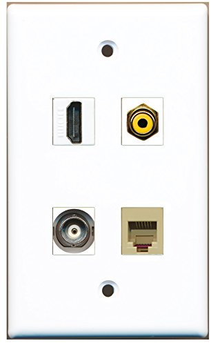 RiteAV - 1 Port HDMI 1 Port RCA Yellow 1 Port Phone RJ11 RJ12 Beige 1 Port BNC Wall Plate